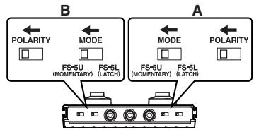 B POLARITY MODE FS-5U (MOMENTARY) (LATCH) A MODE POLARITY FS-5U (MOMENTARY) (LATCH)
