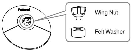 ROLAND CY-5 - Tighten the felt washer and the wing nut. - 1