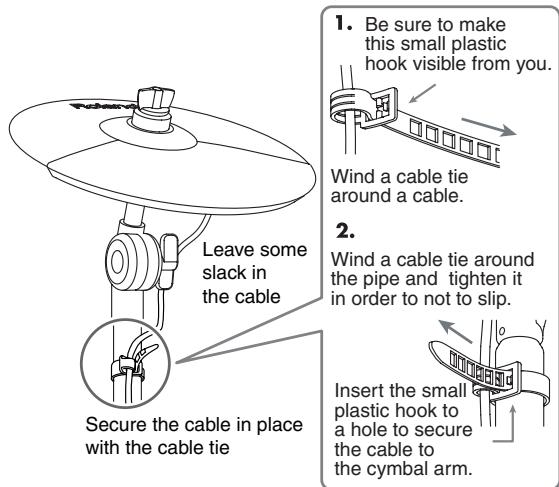 ROLAND CY-5 - Secure the cable with the provided cable tie. - 1