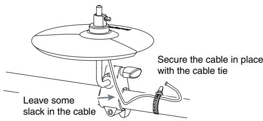 ROLAND CY-5 - Secure the cable with the provided cable tie to the stand pipe. - 1
