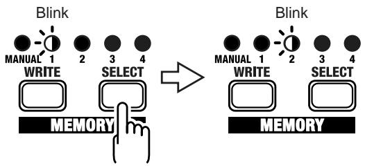 ROLAND DD-20 - Press the SELECT button to select the memory (number) to which you want to store the sound. - 1