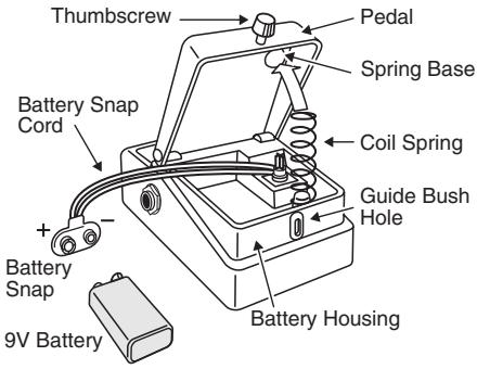 Thumbscrew Pedal Spring Base Battery Snap Cord Coil Spring Guide Bush Hole Battery SNAP 9V Battery Battery Housing