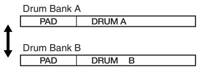 ROLAND DR-670 - Press [DRUM A/B]. - 1