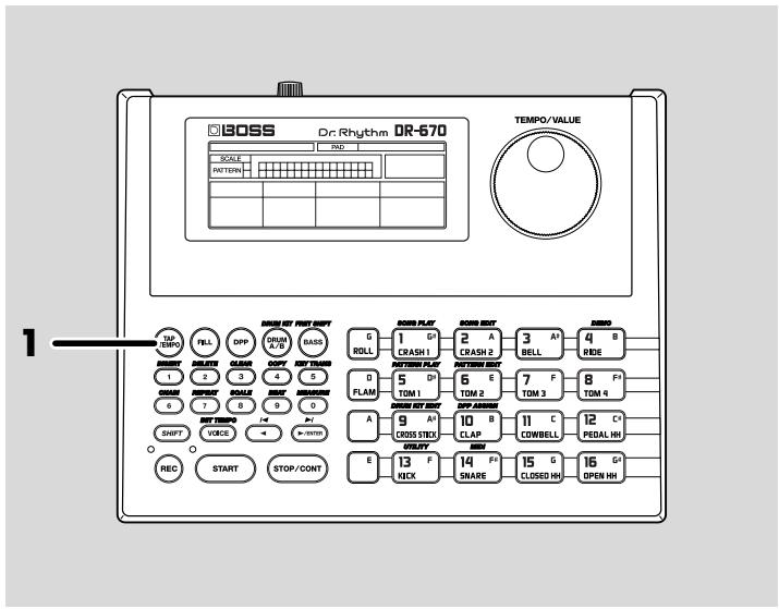 ROLAND DR-670 - Changing the tempo using the Tap Tempo function - 1