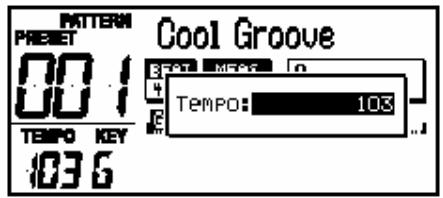 PATTERN PRESET 001 TEMPO KEY 103.6 Cool Groove B: 257 M: 259 N Tempo: 103