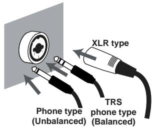 XLR type Phone type (Unbalanced) TRS phone type (Balanced)