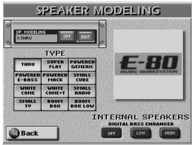 ROLAND E-80 - Using the Speaker Modeling settings - 2