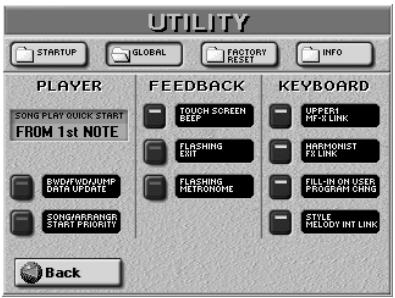 ROLAND E-80 - Press the UTILITY, then the GLOBAL field. - 1