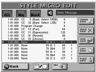 ROLAND E-80 - Editing individual Style events (Style Micro Edit) - 4