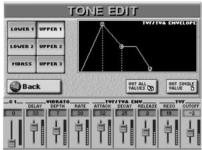 ROLAND E-80 - Tone Edit: editing Keyboard parts - 2
