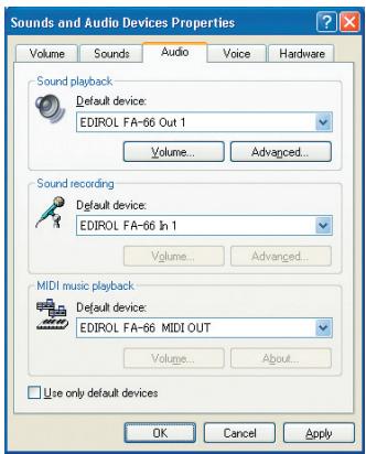 ROLAND FA-66 - Input/output device settings - 4