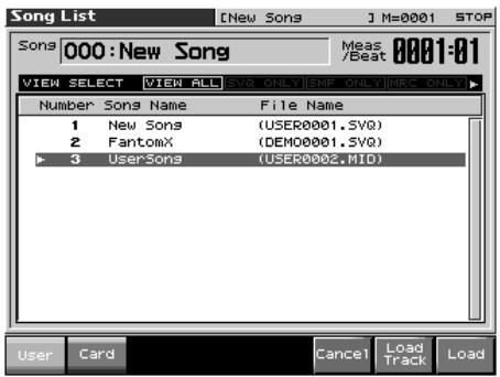 ROLAND FANTOM X8 - Appuyez sur [F1 (song list)] - 1