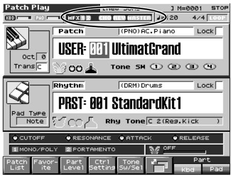 ROLAND FANTOM X8 - Activation/désactivation des effets - 3