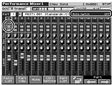 ROLAND FANTOM X8 - Coupure spécifique d'une part (mute) - 1