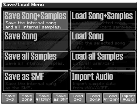 ROLAND FANTOM X8 - Appuyez sur [save/load] - 1