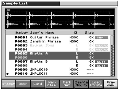 ROLAND FANTOM X8 - Appuyez sur [SAMPLE LIST] - 1
