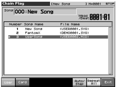 ROLAND FANTOM X8 - Utilisez ou pour sélectionner « chain play » puis appuyez sur [ENTER]. - 1