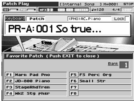 ROLAND FANTOM X8 - Affectation aux fonctions à l'aide des touches [f1]–[f8] - 1