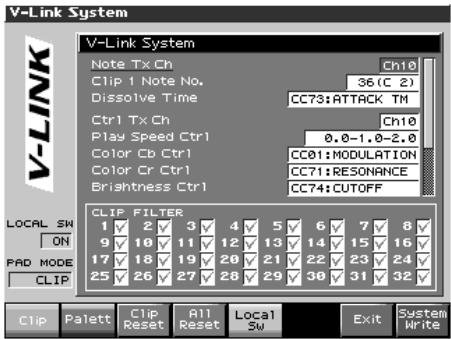 ROLAND FANTOM X8 - Paramètres du V-LINK - 1