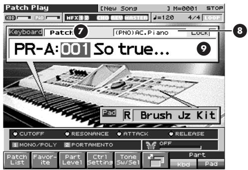 ROLAND FANTOM X8 - Fonctions de l'écran patch play - 1