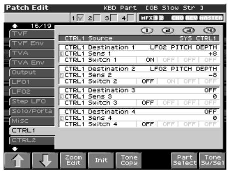 ROLAND FANTOM X8 - Paramétrages matrix (CTRL1-4) - 1