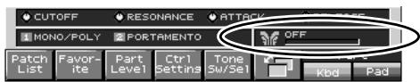 ROLAND FANTOM X8 - Zone d'action réelle du contrôleur d beam - 2