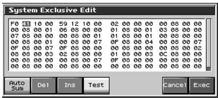 ROLAND FANTOM X8 - Édition d'un message système exclusif - 1