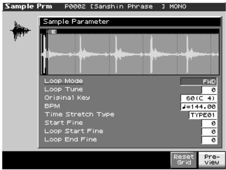 ROLAND FANTOM X8 - Paramétrage du sample (sample parameters) - 1