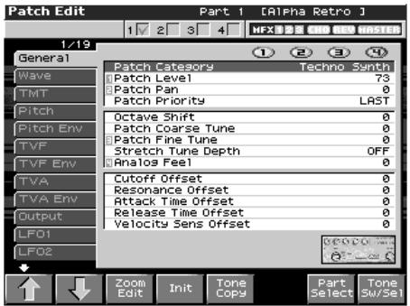 ROLAND FANTOM X8 - Appuyez sur [PATCH EDIT] - 1