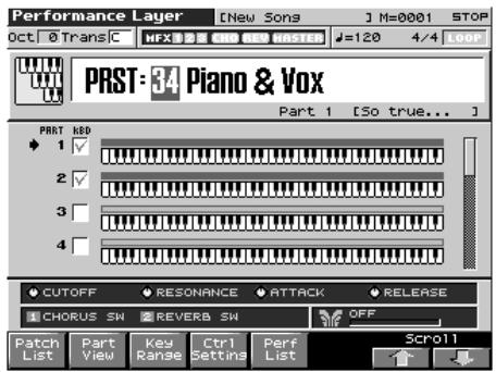 ROLAND FANTOM X8 - Sélection de la part entendue (keyboard switch) - 1