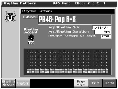 ROLAND FANTOM X8 - Paramètres « rhythm pattern - 1