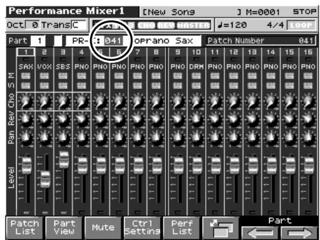 ROLAND FANTOM X8 - Sélection dans la page mixer - 1