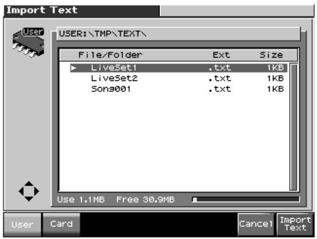 ROLAND FANTOM X8 - Import d'un fichier texte (import text) - 1