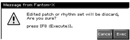 ROLAND FANTOM X8 - En cas de changement des paramètres de patch ou rhythm set affectés à une part dans une performance - 1