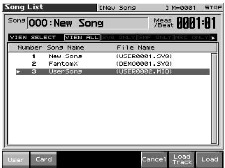 ROLAND FANTOM X8 - Appuyez sur [F1 (song list)] - 1