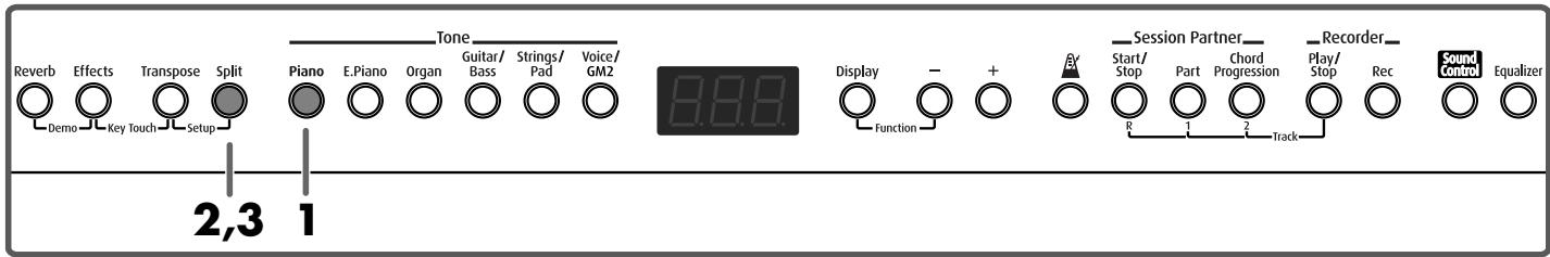 ROLAND FP-2 - Example: Let's try split play with the piano tones. - 2