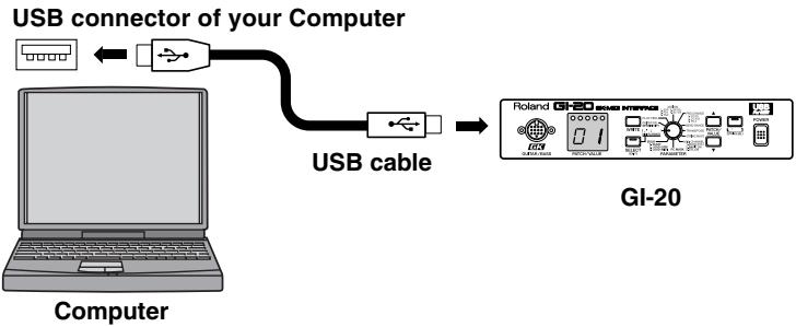 ROLAND GI-20 - Connect the GI-20 to your computer. - 1