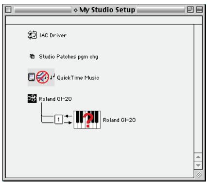 My Studio Setup IAC Driver Studio Patches pgm chg QuickTime Music Roland GI-20 Roland GI-20