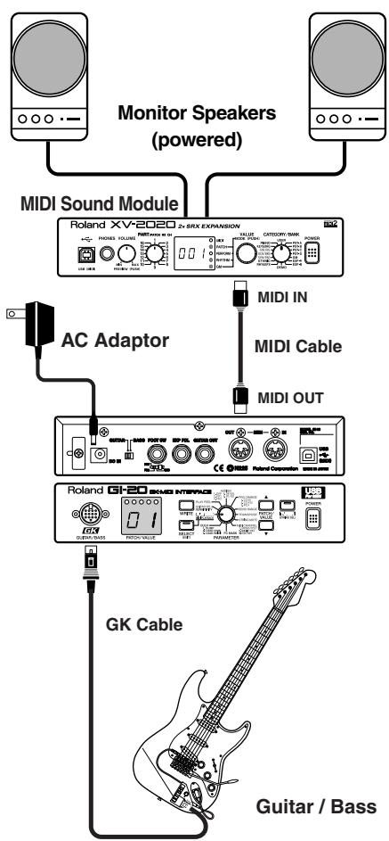 ROLAND GI-20 - Playing Sounds from a Sound Module - 1