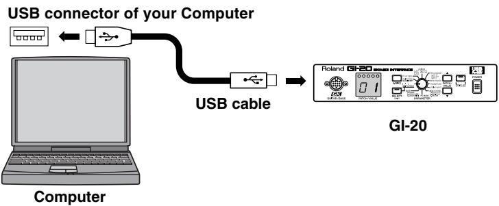 ROLAND GI-20 - Connect the GI-20 to your computer. - 1