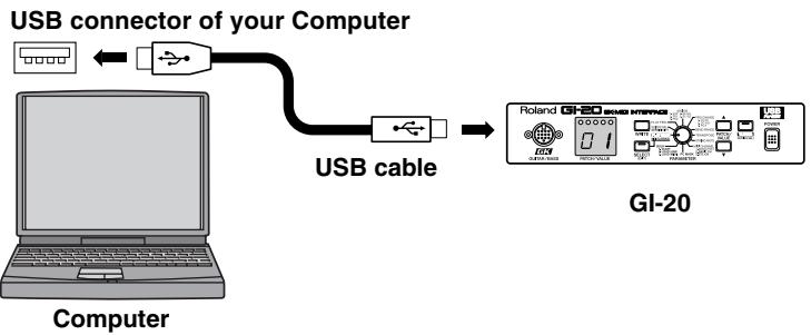 ROLAND GI-20 - Connect the GI-20 to your computer. - 1