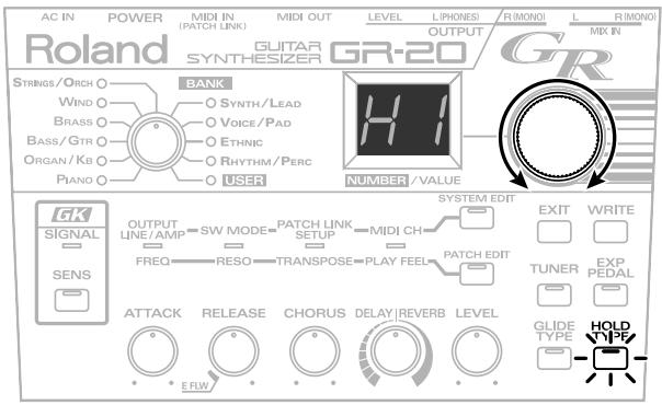 ROLAND GR-20 - Selecting the Type of Hold Effect—HOLD TYPE - 1