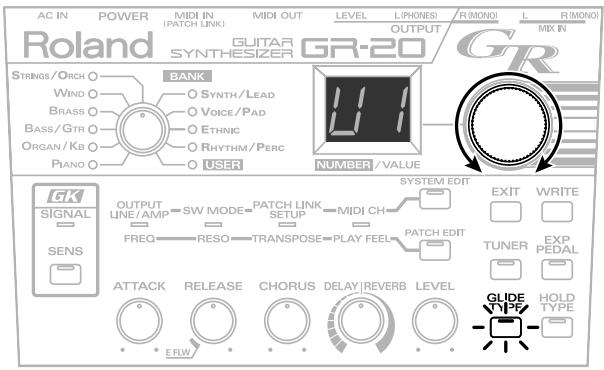 ROLAND GR-20 - Selecting the Type of Glide Effect—GLIDE TYPE - 1