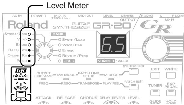 ROLAND GR-20 - Adjusting the Input Sensitivity (GK SENS) - 2