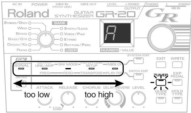 ROLAND GR-20 - Tuning Your Guitar (Tuner Function) - 12