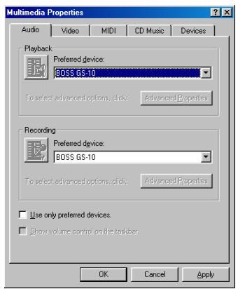 ROLAND GS-10 - Windows 98 users - 1