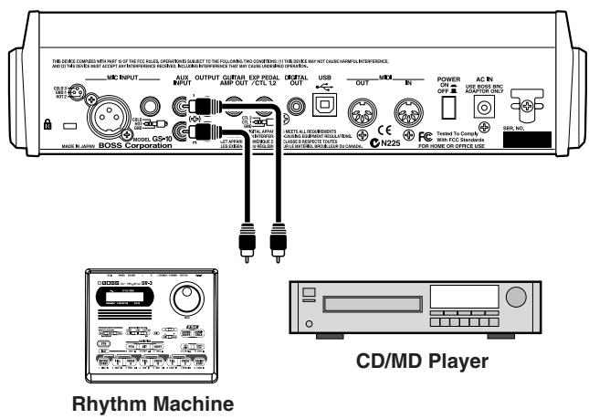 ROLAND GS-10 - Connecting Audio Devices to the AUX INPUT Jack - 1