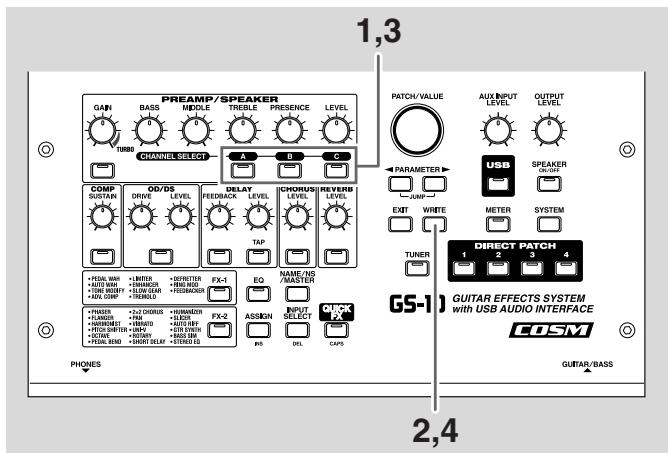 ROLAND GS-10 - Copying the PREAMP/SPEAKER Settings to Another Channel - 1