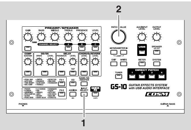 ROLAND GS-10 - Selecting the Input (INPUT SELECT) - 1