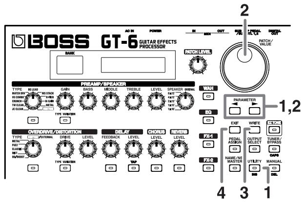 ROLAND GT-6 - IIpn Ipepeaue aAHbIX Ha pyroI npoiieccop GT- 6 - 2